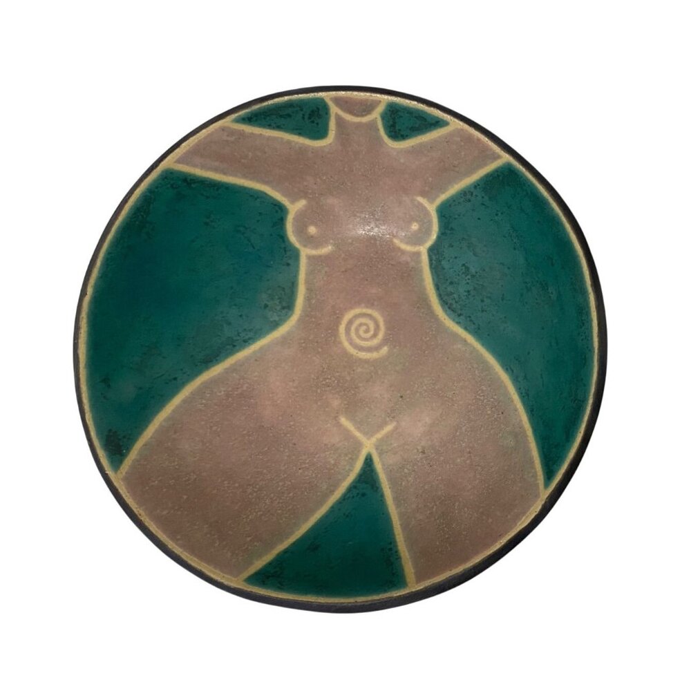 Handcrafted Abstract Female Form Design Stoneware Decorative Bowl Art Pottery 6.
